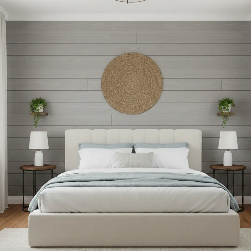 Bedroom Accent Ceiling Shiplap Installation for a Cozy Farmhouse Feel